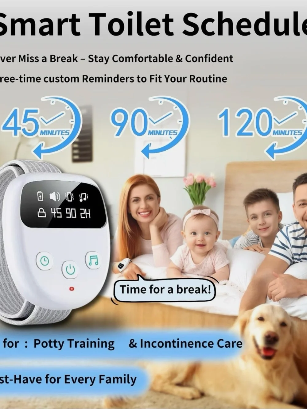 Wireless Bedwetting Alarm & Potty Training Watch - White Brand New in box